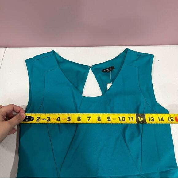NWT Ann Taylor Womens Career Sleeveless Teal Ponte Knit Sheath Dress Open Back - Picture 7 of 9
